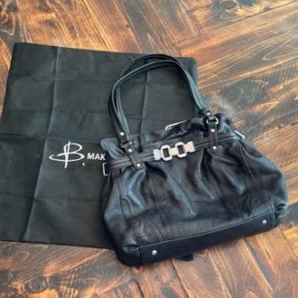 B. Makowsky Leather Hobo Bag (Black) - Picture 1 of 10